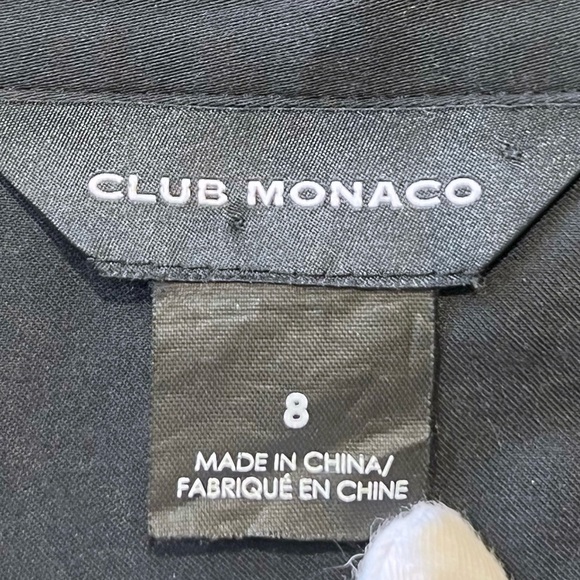 Club Monaco Dress Collared A Line Cotton Blouson Puff Sleeves Black 8 Medium M - Picture 6 of 16